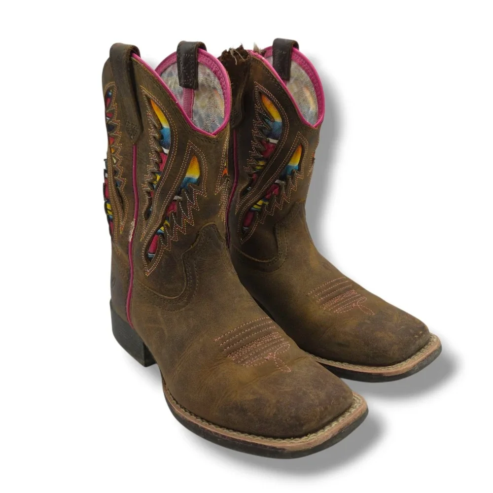 Ariat‎ Quickdraw VentTEK Cowgirl Boots Child 13 Brown Serape 10027306